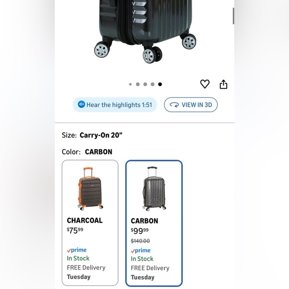 New Rockland Expandable Spinner Wheel Luggage, Carbon, Carry-On 20-Inch - Picture 5 of 13